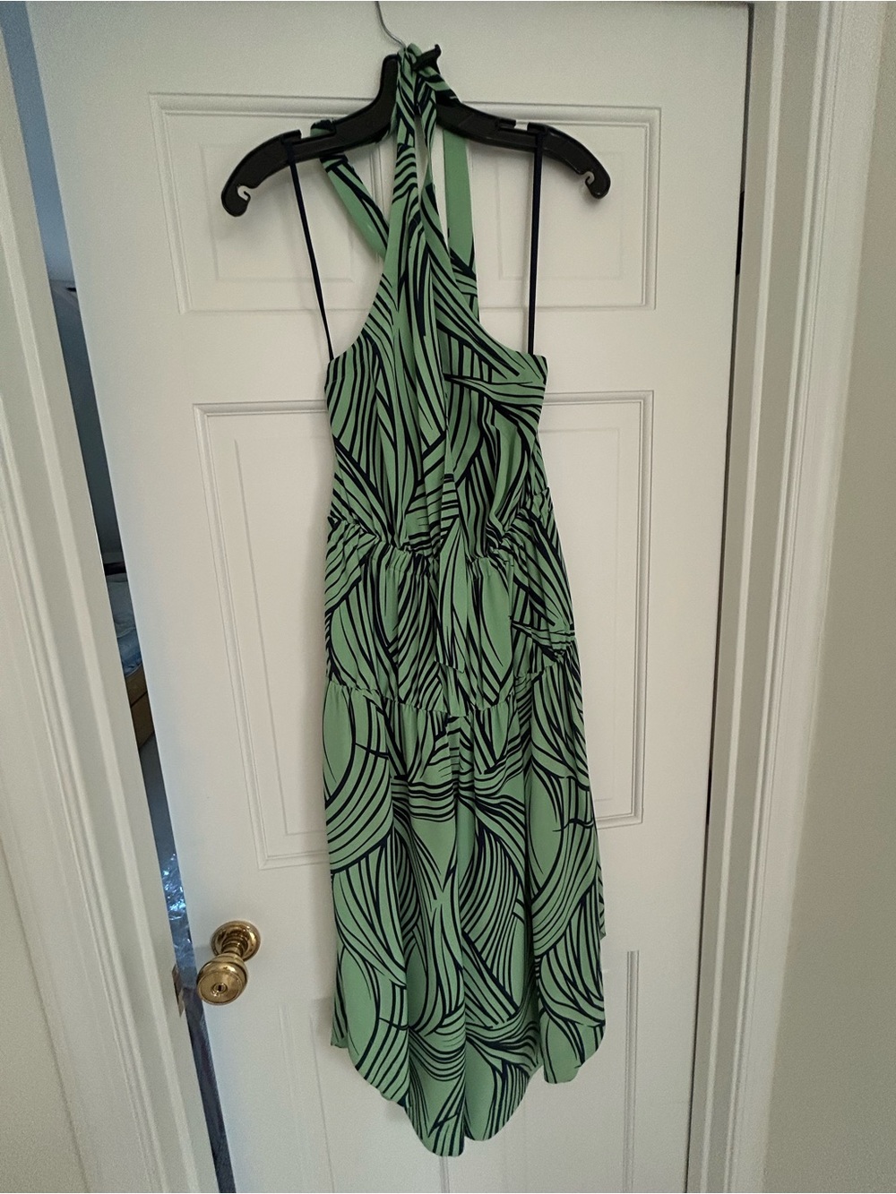 Tibi Green & Navy Halter Dress